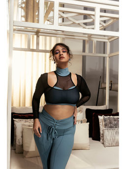 Lea Clothing - Astrid Black Crop Top & Blue Bralette (Set of 2)