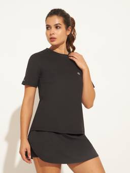 CLOTHWIK - Speed-Dry Longline Workout Black T-Shirt