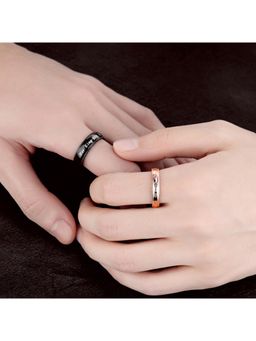 Yellow Chimes - Crown Printed crystals topped 316L Stainless Steel Ring Set for couples