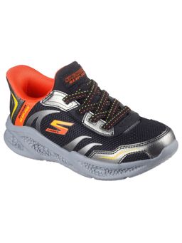 SKECHERS - Boys METEORLIGHTSBRISK Black Silver Casual Lace Up Sneakers