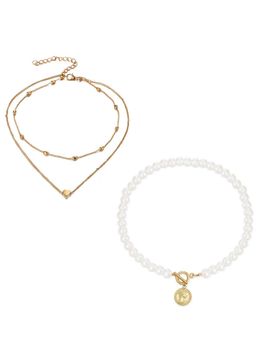 Jewels Galaxy - Jewellery For Women Gold-Plated Layered Necklace (Set of 2)