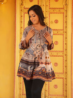 KAFTANIZE - Beige Tunic with Sequins