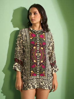 KAFTANIZE - Cream Base Floral Printed Tunic