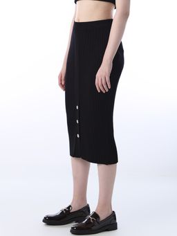ONLY - Women's Solid Pencil High Rise Black Skirt