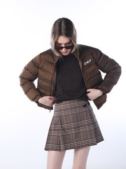 ONLY - Women's Solid Regular Fit Brown Jacket