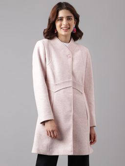Latin Quarters - Women's Pink Full Sleeve Classic Fit Polyester Rayon Coat