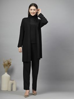 Mafadeny - Black High Neck Long Sleeve Top and Trouser with Shrug
