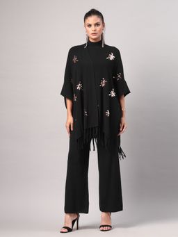 Mafadeny - Women Black Embroidered Co-Ord Set