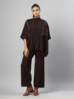 Mafadeny - Women's Wine Embellished Co-Ord Set