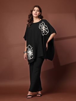 Mafadeny - Women's Black Embroidered Co-Ord Set