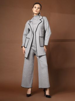 Mafadeny - Women's Grey Embroidered Co-Ord Set