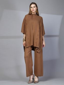 Mafadeny - Women's Brown Embellished Co-Ord Set