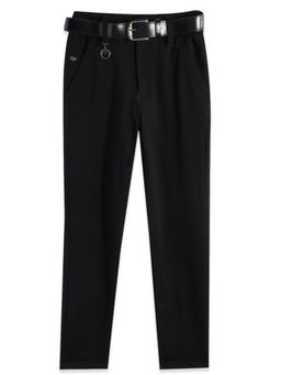 CAVIO - Boys Stretchable Solid Regular Fit Trousers with Belt Black