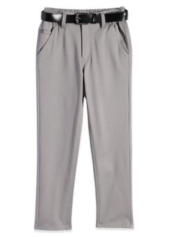 CAVIO - Boys Stretchable Solid Regular Fit Trousers with Belt Grey