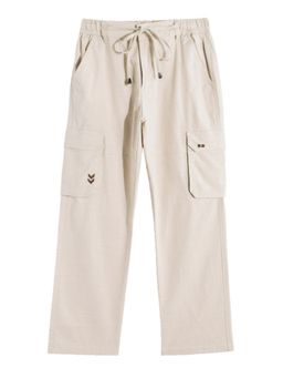 CAVIO - Boys Casual Cargo Pants with Multiple Pockets Cream