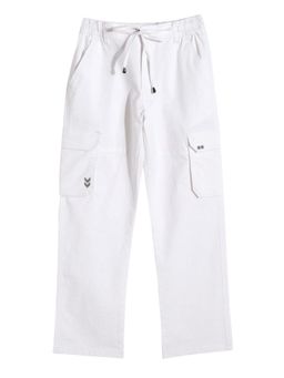 CAVIO - Boys Casual Cargo Pants with Multiple Pockets White