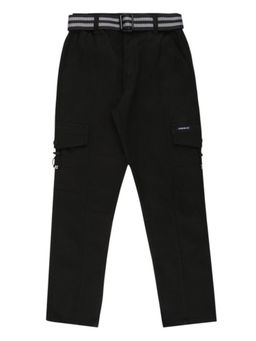 CAVIO - Boys Casual Multiple Pockets Cargo Pants with Belt Black
