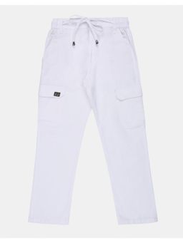 CAVIO - Boys Casual Cargo Pants with Multiple Pockets White