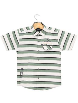 CAVIO - Boys Cotton Regular Fit Striped Causal Half Sleeves Shirt Green