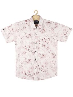 CAVIO - Boys Cotton Regular Fit Floral Printed Causal Half Sleeves Shirt Blue Rust