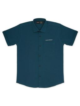 CAVIO - Boys Cotton Regular Fit Solid Causal Half Sleeves Shirt Dark Green