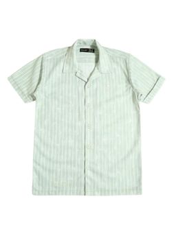 CAVIO - Boys Regular Fit Striped Causal Half Sleeves Shirt Green