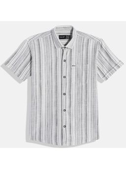 CAVIO - Boys Cotton Regular Fit Striped Causal Half Sleeves Shirt White