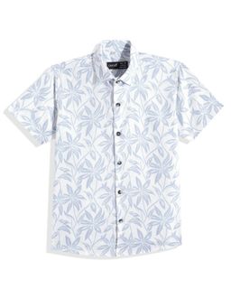 CAVIO - Boys Regular Fit Floral Printed Causal Half Sleeves Shirt Blue