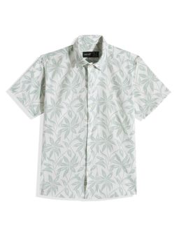 CAVIO - Boys Regular Fit Floral Printed Causal Half Sleeves Shirt Green