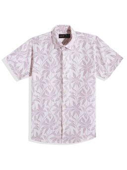 CAVIO - Boys Regular Fit Floral Printed Causal Half Sleeves Shirt Pink