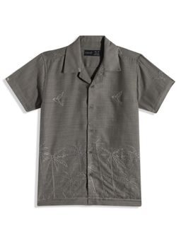 CAVIO - Boys Cotton Regular Fit Embroidered Causal Half Sleeves Shirt Grey