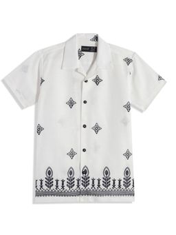 CAVIO - Boys Cotton Regular Fit Embroidered Causal Half Sleeves Shirt White
