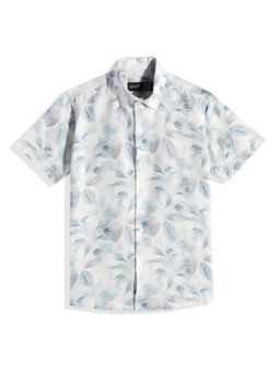 CAVIO - Boys Regular Fit Floral Printed Causal Half Sleeves Shirt Blue