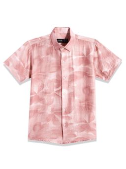 CAVIO - Boys Regular Fit Floral Printed Causal Half Sleeves Shirt Rust