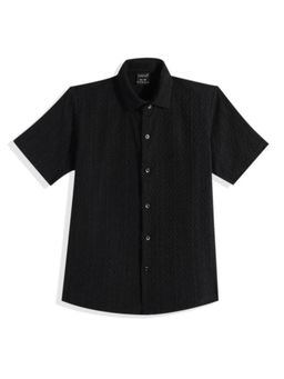 CAVIO - Boys Half Sleeves Collar Neck Regular Fit Shirt Black