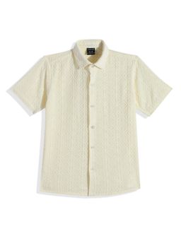 CAVIO - Boys Half Sleeves Collar Neck Regular Fit Shirt Cream
