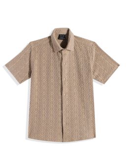 CAVIO - Boys Half Sleeves Collar Neck Regular Fit Shirt Taupe