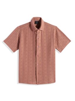 CAVIO - Boys Half Sleeves Collar Neck Regular Fit Shirt Peach