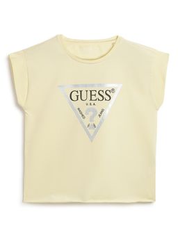 Guess - Yellow Round Neck Cropped Core T-Shirt