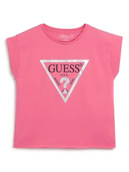 Guess - Pink Round Neck Cropped Core T-Shirt