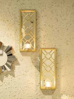 Voncasa - Candle Holder with Votive Glass Pack Of 2 - Gold