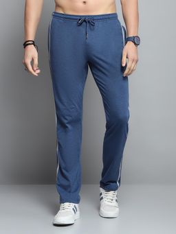 Monte Carlo - Mens Solid Blue Mid Rise Regular Fit Trackpant