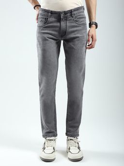 Monte Carlo - Mens Solid Grey Mid Rise Regular Fit Jeans