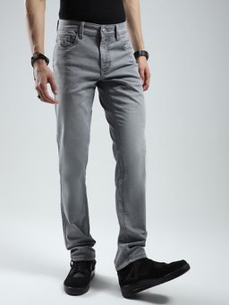 Monte Carlo - Mens Solid Grey Mid Rise Regular Fit Jeans