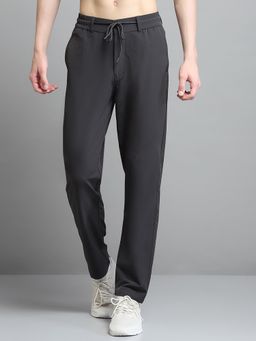 Monte Carlo - Mens Solid Charcoal Mid Rise Regular Fit Trackpant