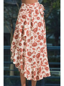 Virgio - Women Pure Viscose Wrap Multi-Color Skirt with Asymmetric Hem