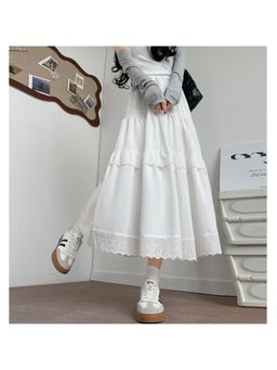 Outzidr - White A Line Midi Skirt