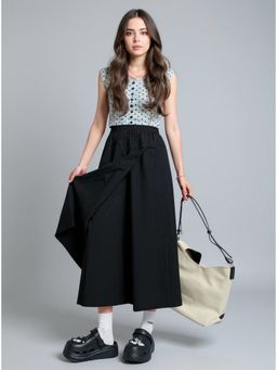 Outzidr - Black Elasticated Wrap Skirt