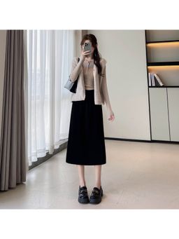 Outzidr - Black Elasticated A-Line Skirt