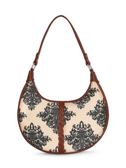 Zouk - Womens Indian Motif Printed Handicraft Material and Vegan Leather Hobo Bag